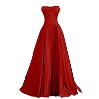 Strapless Princess Ball Gowns Pearl Satin Ball Gowns Evening Party Dresses