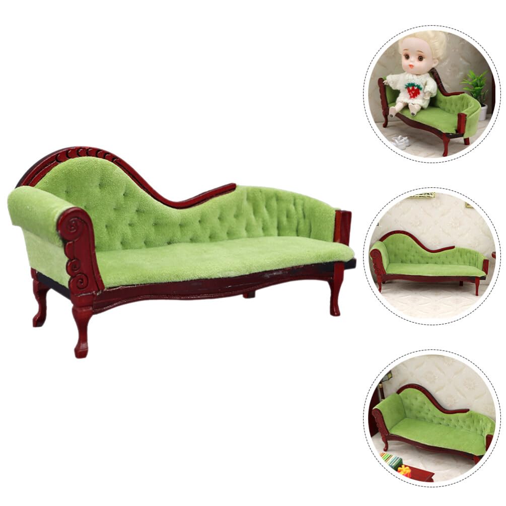 ERINGOGO Dollhouse Princess Couch Vintage Dollhouse Sofa Arm Chair 1:12 Scale Wooden Miniature Living Room Furniture Loveseat Mini House Decoration Accessories for Dolls