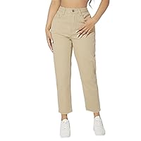 Jeans for Women High Waist Mom Cropped Jeans Jeans for Women (Color : Khaki, Size : Medium)