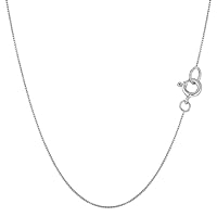 The Diamond Deal 925 Sterling Silver Rhodium Plated 0.6mm Thick Box Chain Necklace for Pendants And Charms With Spring Ring Clasp For Men And Women’s Jewelry in Many Sizes (16