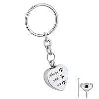 Charm Key Ring Urn Pendant Cremation Jewelry Ash Memorial KeepsakeStainless Steel Key Chain (Always with You)