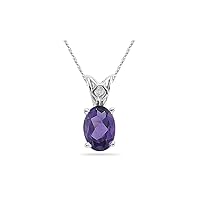 0.65-0.81 Cts of 7x5 mm AAA Oval Amethyst Scroll Solitaire Pendant in 14K White Gold