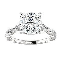 Moissanite Solitaire Ring, 1.0ct Colorless Gemstone, Sterling Silver Ring