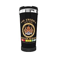 Uss America Cv-66 Vietnam Veteran Portable Insulated Tumblers Coffee Thermos Cup Stainless Steel With Lid Double Wall Insulation Travel Mug For Outdoor