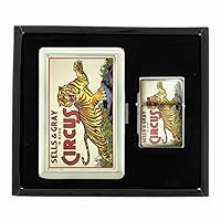 Cigarette Case Oil Lighter Gift Set Vintage Poster D-195 Sells & Gray 3 Ring Circus