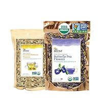 INCAS 100% USDA Organic Butterfly Pea Flower & Chrysanthemum Tea Bundle Loose Leaf Sourced From Thailand, Caffeine Free