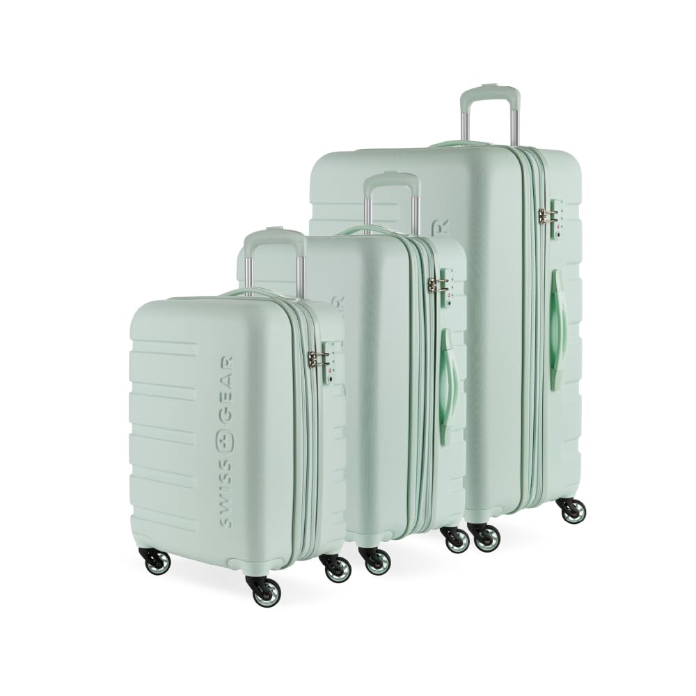 SwissGear 7366 Hardside Expandable Luggage with Spinner Wheels, Clearly Aqua, 3-Piece Set (19/23/27)