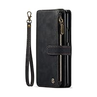 Flip Leather Phone Case for Samsung Galaxy Z Fold 5 3 4 S23 Ultra S22 S21 FE S20 S10 Plus Zipper Wallet Card Cover,Black,for Samsung Note 10