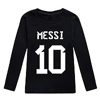Boys Girls Fall Soccer Stars Graphic Casual Loose Fit Tops Messi Long Sleeve Comfy Blouse Pullover for 2-16 Years