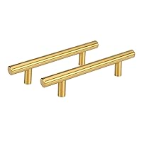 goldenwarm 25 Pack Gold Drawer Pulls Gold Cabinet Handles Brushed Brass Cabinet Pulls,3 inch Hole Centers Drawer Pulls for Kitchen
