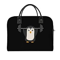 Penguin Weightlifting Large Crossbody Bag Laptop Bags Shoulder Handbags Tote with Strap for Travel Office