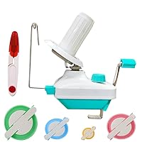 Yarn Ball Winder, Weaving Ball WinderNeedle Craft Yarn Ball Winder Hand Operated Sturdy with Metal Handle and Tabletop Clamp, with 4 Size Pom Pom Makers+1PS Scissors
