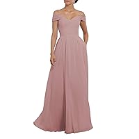 Off Shoulder Chiffon Bridesmaid Dresses Long Formal Evening Party Gowns