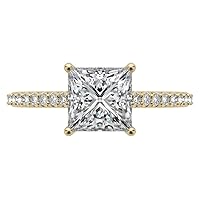 10K Solid Yellow Gold Handmade Engagement Rings, 3 CT Princess Cut Moissanite Diamond Solitaire Bridal Wedding Rings for Women Her, Anniversary Ring for Promise Gifts