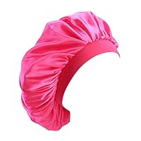 Soft Satin Silk Salon Bonnet Night Sleeping Wide Band Hat Hair Loss Cap for Women