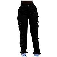Womens Cargo Pants Y2K Teen Girls Hiking Pants with Pocket Casual Straight Leg Sweatpants Athletic Fit Trousers