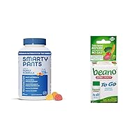 Multivitamin for Men, Women & Children Gummies with Omega 3 Fish Oil, Methylfolate, Vitamin D3, C, B12, B6, A, K & Zinc + Beano to Go Gas Prevention Tablets, 12 Count