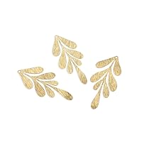 20pcs Adabele Brushed Raw Brass 7-Petal Leaf Component Earring Findings 62mm (2.44 inch) Pendant No Plated/Coated for Jewelry Craft Making CF-B6