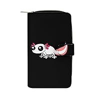 Cartoon White Axolotl Fashion Long Wallet for Men Women Coin Pouch Credit Card Holder Purses & ID Window
