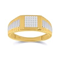 The Diamond Deal 14kt Two-tone Gold Mens Princess Diamond Ribbed Cluster Ring 1/4 Cttw