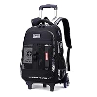Airplane-Print Rolling Backpack for Boys Kids Backpack with Wheels for Elementary School Roller School Bag Trolley Bookbag