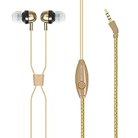 Wearable Leather Bracelet Stereo Earbuds Cord Length 1.2m with Inline Microphone and Volume Controller Gold Vogue Gold