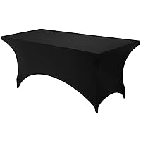 Utopia Kitchen Spandex Tablecloth 1 Pack [8FT, Black] 200 GSM Tight, Fitted, Washable and Wrinkle Resistant Stretch Rectangular Patio Table Cover for Event, Wedding & Banquet [96Lx30Wx30H Inch]
