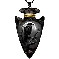 Full Moon Raven Arrowhead Necklace
