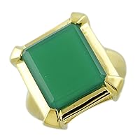 Green Onyx Octagon Shape 14X16MM Natural Non-Treated Gemstone 14K Yellow Gold Ring Gift Jewelry for Women & Men