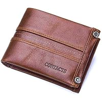 Wallet for Men Men Leather Wallet, Credit Card Holder and Coin Pocket with Zip Safe Pocket,Holds Up To 8 Cards (Color : Brown, Size : Free size)
