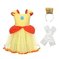 Dressy Daisy Super Brothers Princess Costume Tulle Dress for Toddler Girls Halloween Birthday Party Fancy Outfits