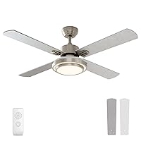 warmiplanet Ceiling Fan with Lights Remote Control, 52 Inch, Brushed Nickel Motor (4-Blades)