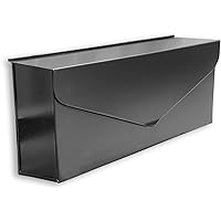 NACH Black Envelope Wall Mount Mailbox, Rust Resistant Metal Mailbox, Black Mailbox Wall Mount, Mailboxes for Outside Wall Mount, Outdoor Mailboxes, Wall Mailbox, 14.1 x 3.5 x 6 Inches, MB-6915BLK