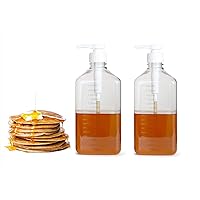 2PCS 1600ml Maple Syrup and Honey Dispenser,Syrup Pump Dispenser - Sauce Pump Dispenser - Honey Pump Dispenser Bottle Scale - Suitable for Most Liquid use at Home