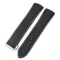 19mm 20mm Rubber Watchband 21mm 22mm for IWC Pilot Mark 18 Spitfire Chronograph IW3270 IW3777 IW5010 Curved end Watch Strap (Color : Orange, Size : 22mm)