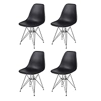 GIA Contemporary Armless Dining Chair with Black Metal Legs, Set of 4