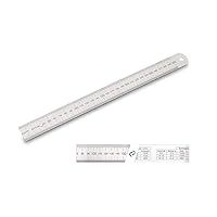 Elisel 3 PCS Stainless Steel Ruler Set with Inch and Metric Graduation, 12  Inch, 8 Inch and 6 Inch(Silvery)
