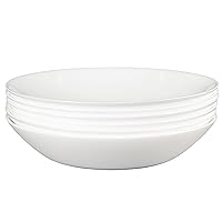 Pasta Bowls Set of 6, Tempered Glass Salad Bowls, 7-4/5-Inch Round Serving Bowls, Microwave & Dishwasher Safe Glass Bowls Set