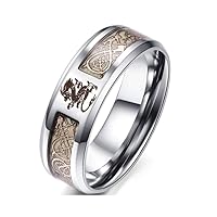 8mm Golden Celtic Dragon Luminous Ring Aurora Glow Stainless Steel Wedding Band for Men Women