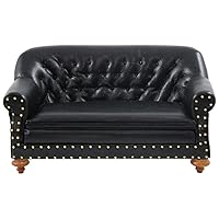 Dollhouse 1880 Black Leather Club Sofa JBM Miniature Living Room Furniture