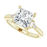 Moissanite Solitaire Engagement Rings, 2ct, 14K Yellow Gold