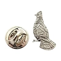 Ruffed Grouse Mini Pin ~ Antiqued Pewter ~ Miniature Antique Lapel Pin - Antiqued Pewter