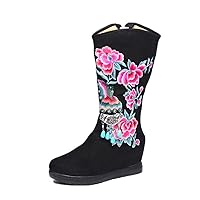 Women and Ladies Beading & Embroidery Knee Boots Wedge Heel Boot Shoes