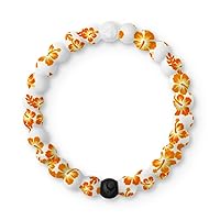 Lokai Hawaiian Silicone Beaded Bracelets for Women & Men, The Surf Collection - Ohana Beach Jewelry Fashion Bead Bracelet with Black & White Beads - Ring Bangle Slide-On Style for Comfortable Fit