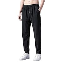 Men's Pants with Deep Pockets Loose Fit Casual Drawstring Jogging Trousers for Running Workout Casual Pants for
