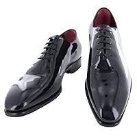 New Midnight Navy Blue Patent Leather Tuxedo Shoes