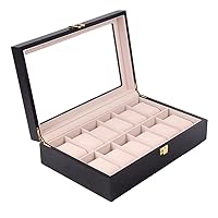 Wooden Case Watch Display Box 12 Slots for Men Women Glass Top Collection Box Jewelry Storage Organizer Holder Storage Gifts