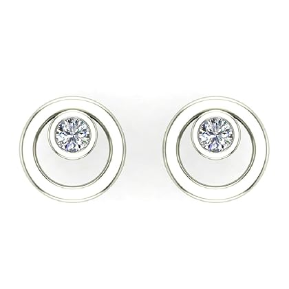 Earrings for girls-women Circle Diamond Studs Gift Box Authenticity Cards 10K Solid Gold 0.10 ct t.w.