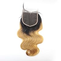 Brazilian Virgin Human Hair Top Closure Pre Plucked Natural Hairline 18 Inch 4X4 inch Free Part 1B/27 Blonde Ombre Body Wave Lace Closure With Baby Hair