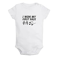 I Won My First Race Funny Rompers Newborn Baby Bodysuits Infant Jumpsuits Outfits Clothes